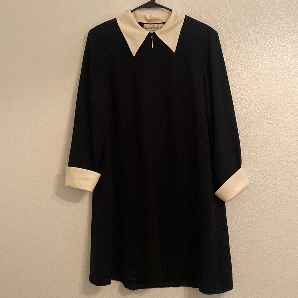 Evan Picone Collared Vintage Black and White Dress